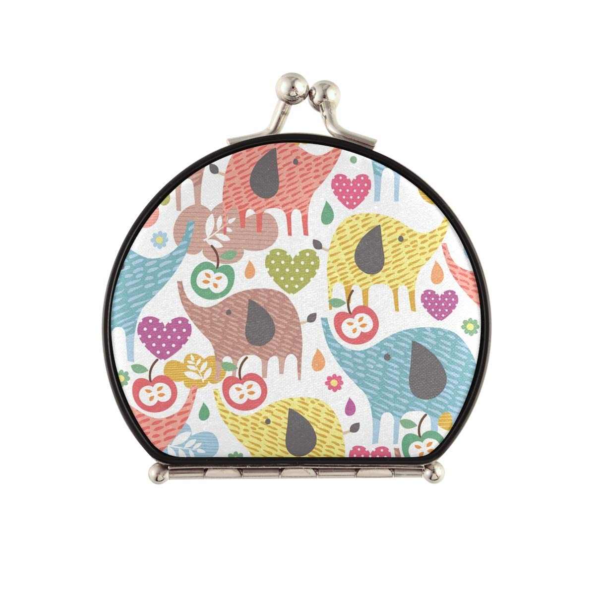 DOMIKING Portable Travel Makeup Mirror - Double Sided 2X & 1X Magnification Compact Mirror with Cute Elephant Design for Women | Perfect for Purse, Travel, Home & Office Use