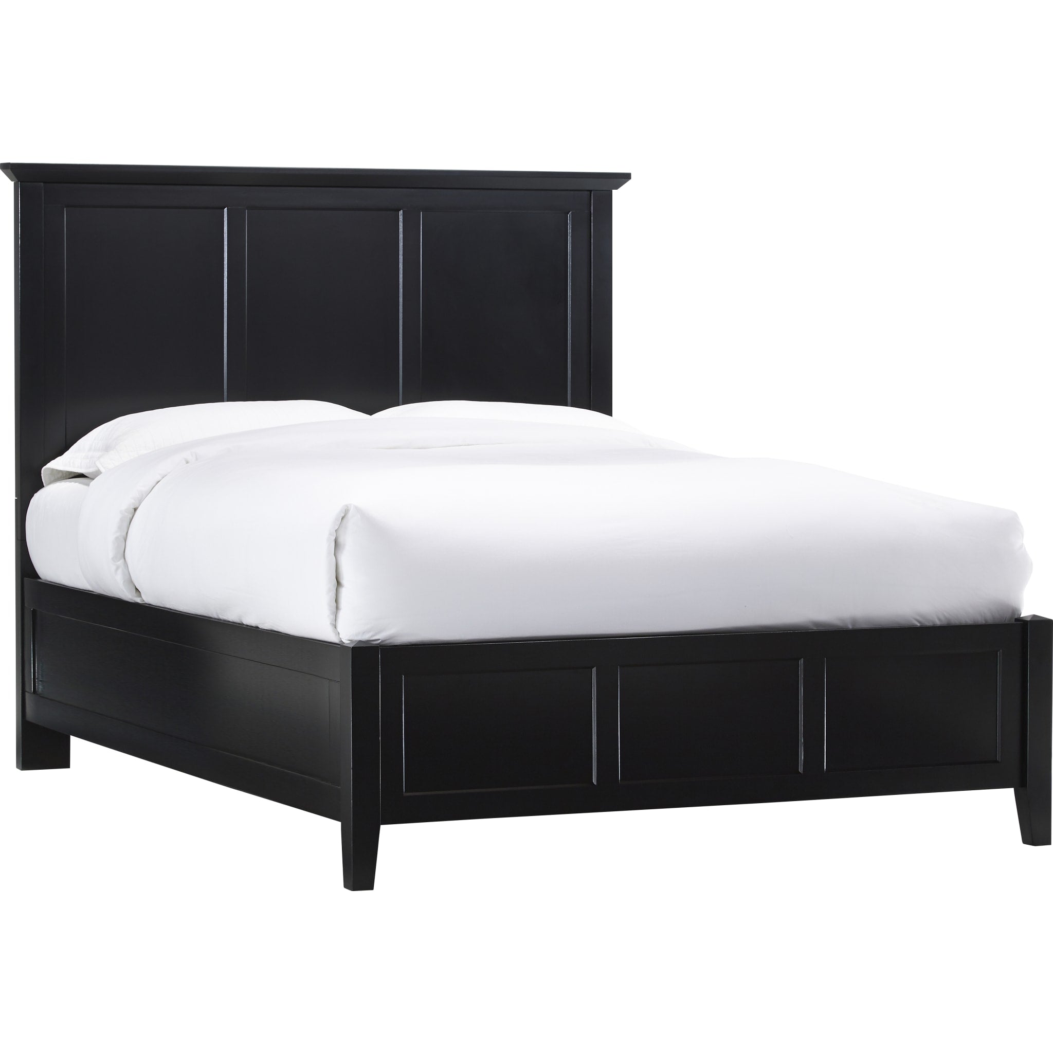 Paragon Wood Panel Bed in Black - Queen Size Solid Wood Platform Bed Frame with Headboard - Perfect for Modern Bedroom, Guest Room & Master Suite