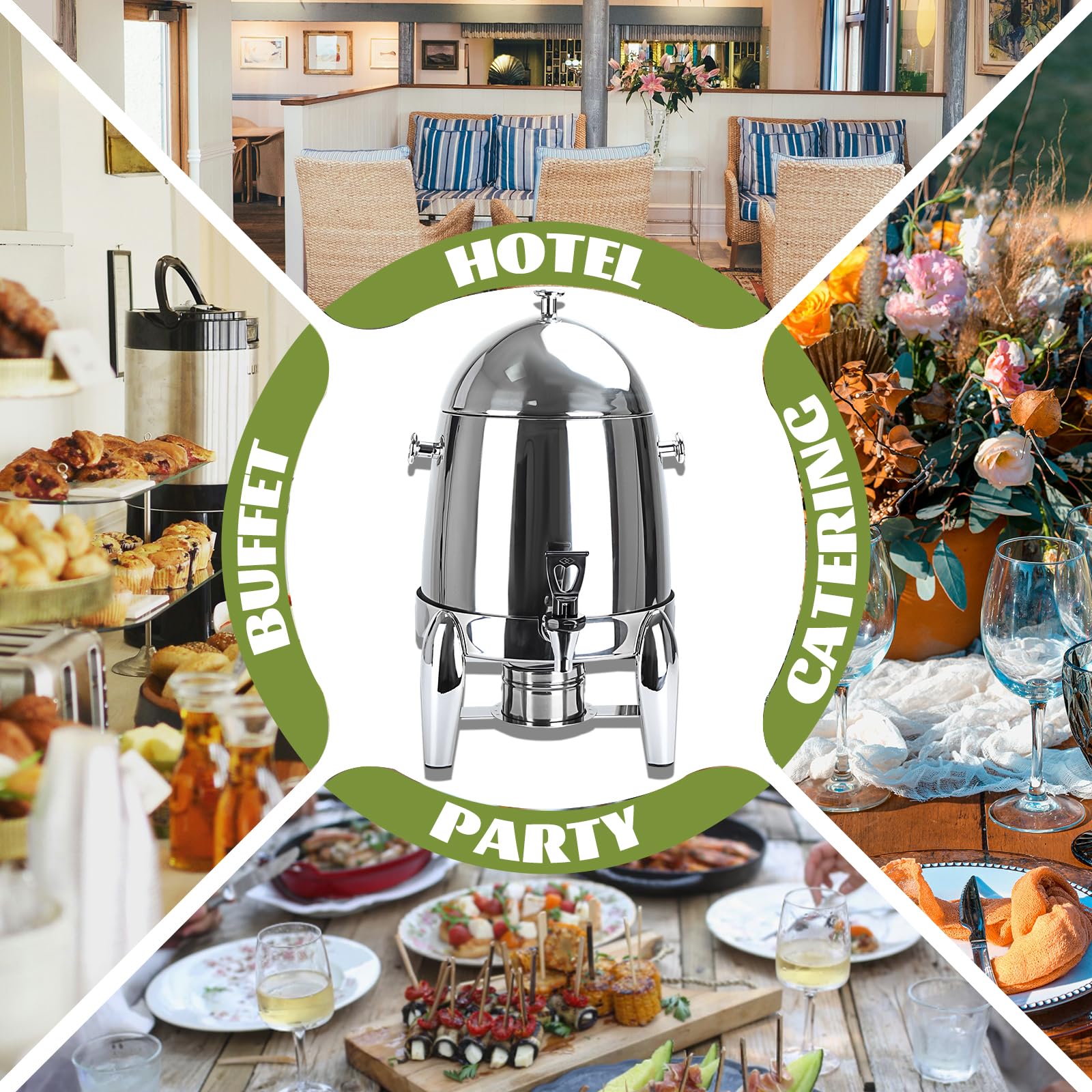 12L Commercial Coffee Urn - Stainless Steel Hot Water & Iced Coffee Maker - Large Capacity Drink Dispenser for Parties, Catering, Restaurants & Office Events
