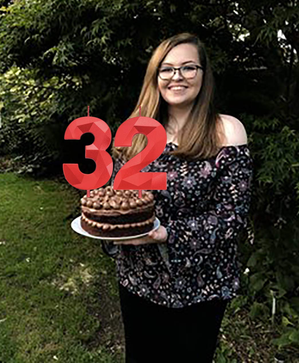 2.75 Inch Tall 3D Diamond Shaped Bright Red Number 3 Candles - Happy Birthday Cake Toppers for Adults & Kids Party Decorations - Perfect for Birthday Cakes, Cupcakes, and Family Celebrations