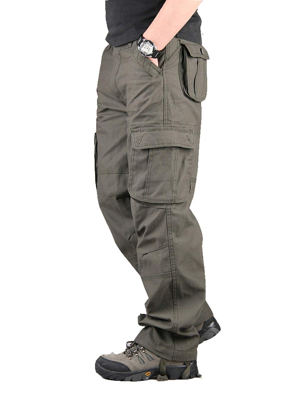 Lilychan Men's Lightweight Cargo Pants - Hiking, Army Combat & Work Pants with 6 Pockets - Breathable Outdoor Adventure & Casual Wear for Men