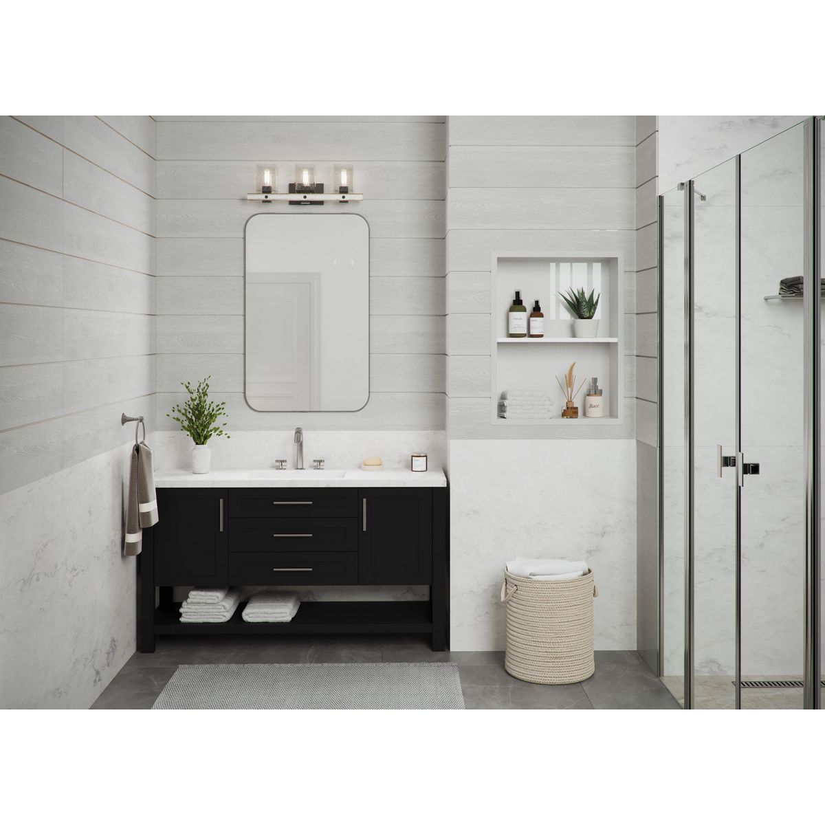 Gulliver Collection 3-Light Clear Seeded Glass Bathroom Vanity Light Fixture - Perfect for Modern Bathroom, Powder Room & Dressing Area Lighting