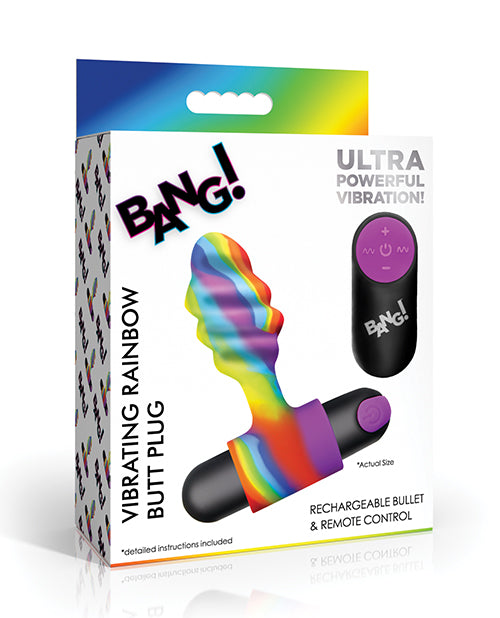 Bang Vibrating Rainbow Butt Plug - Rechargeable Silicone Anal Toy for Men & Women - Waterproof & Multicolor for Couples Play, BDSM, and Solo Pleasure