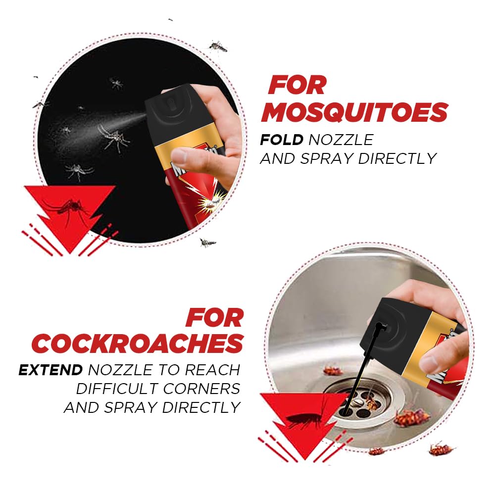 Mortein 200ml 2-in-1 Mosquito & Cockroach Killer Spray - Fast-Acting Insect Killer with Lemon Fragrance | 100% Kill Guarantee | Indoor & Outdoor Pest Control for Home, Kitchen, and Garden Use