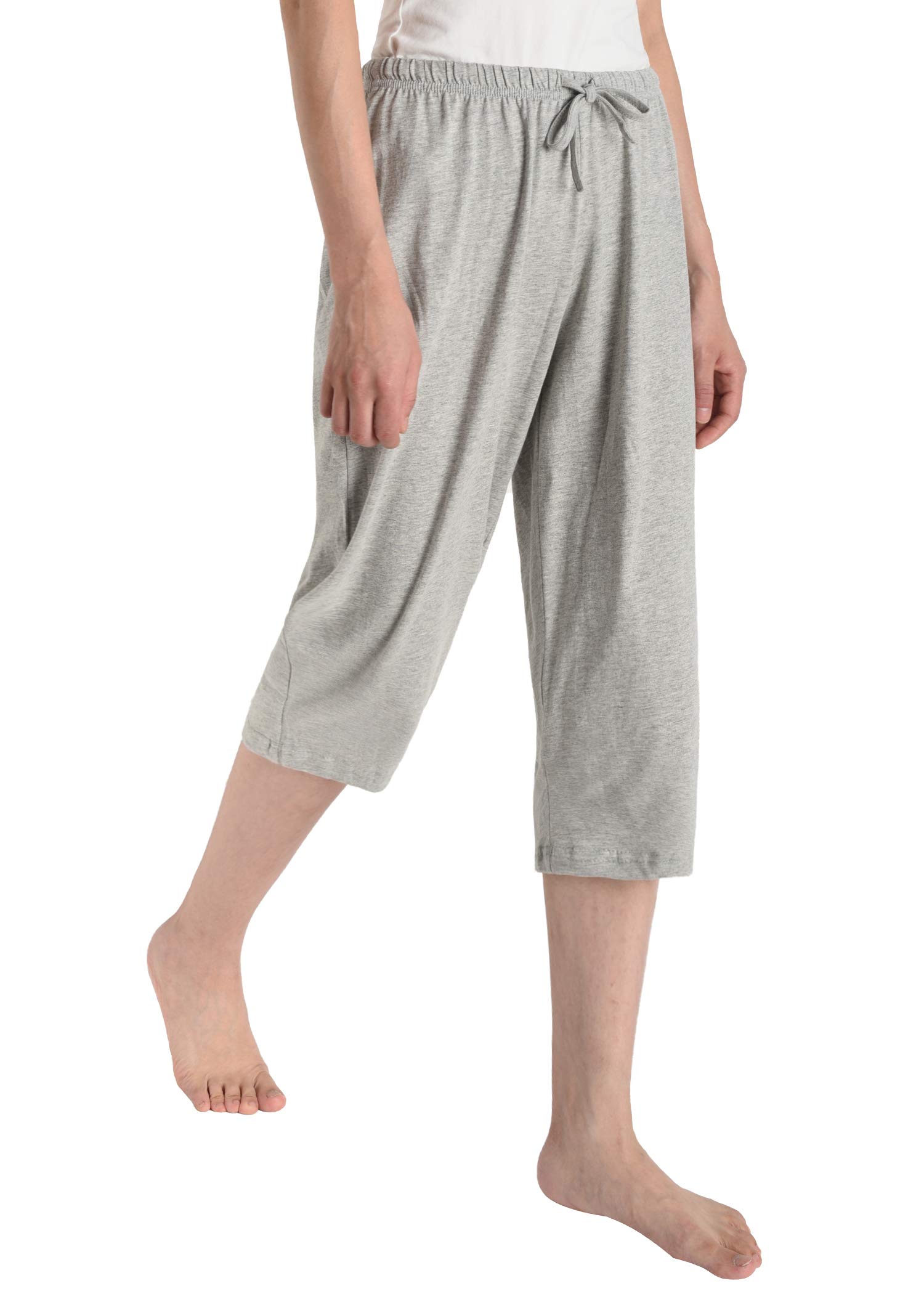 Latuza Women's Cotton Capri Pants - Soft Lounge Pants for Sleep, Yoga & Relaxation - Comfortable Stretchy Casual Pajama Bottoms for Home & Travel