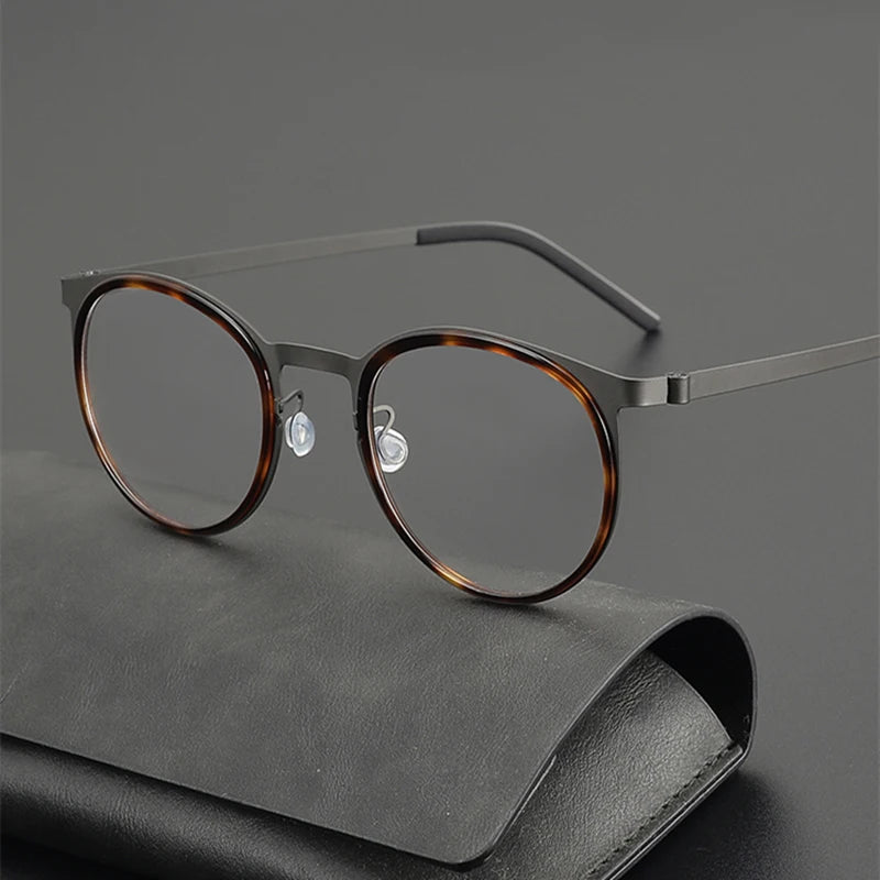 Stylish Black Full Rim Round Titanium Acetate Eyeglasses for Women - Model 9704 | Perfect for Office, Reading & Everyday Fashion Accessory