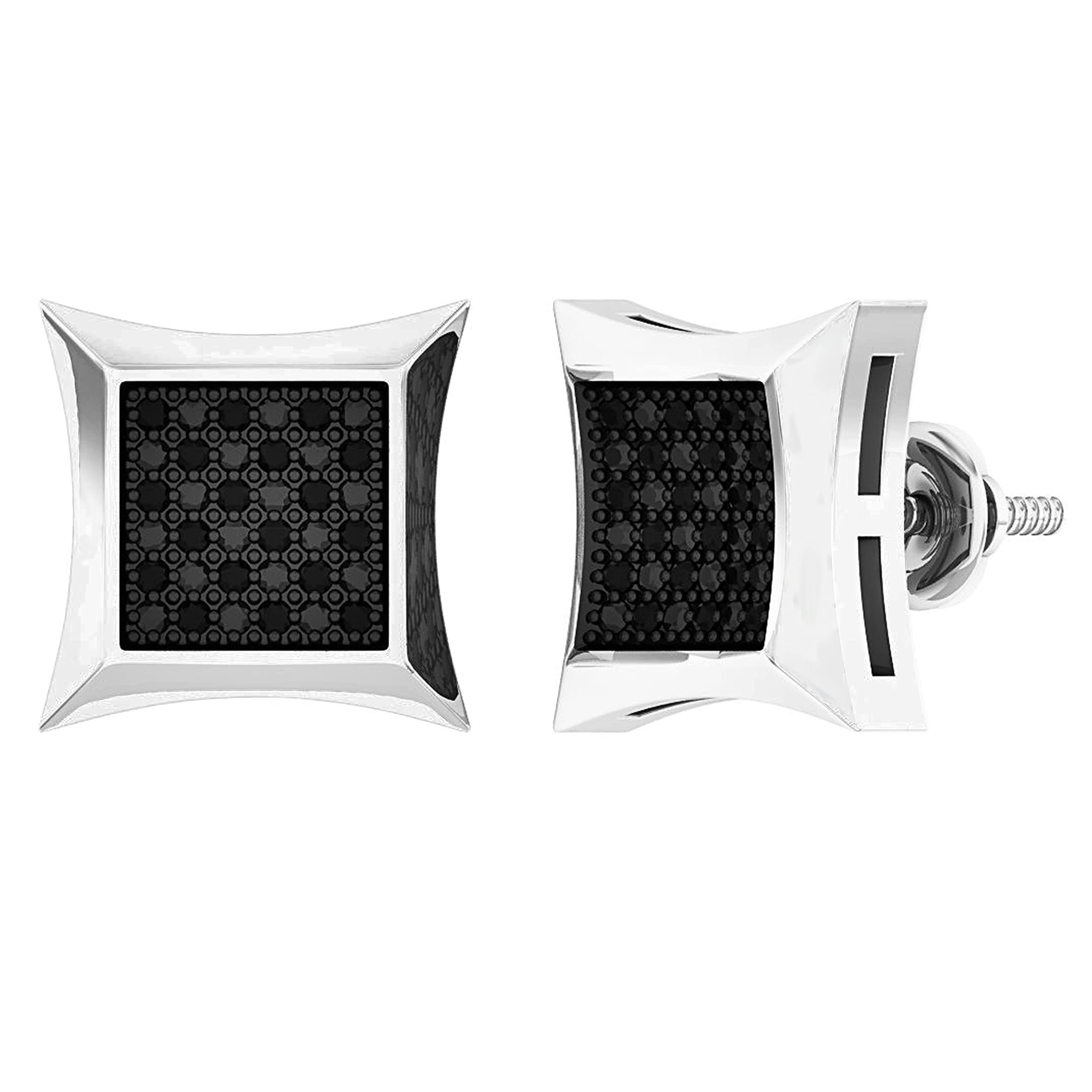 Dazzlingrock Black Diamond Men's Hip Hop Stud Earrings - 0.15ctw Round Cut Iced Jewelry for Men - Perfect for Parties, Gifts & Streetwear Fashion
