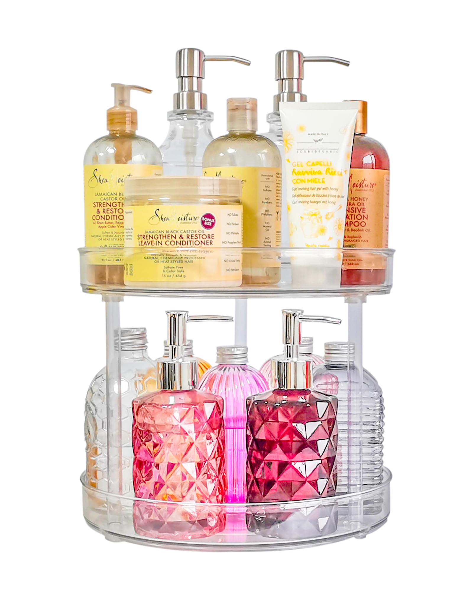 Roninkier 2-Tier Clear Lazy Susan Turntable – 11-Inch Spinning Organizer for Pantry, Spice Rack & Cabinet – Plastic Lazy Susan for Makeup, Bathroom Countertop & Kitchen Storage – Perfect for Organizing Spices, Cosmetics & Small Items