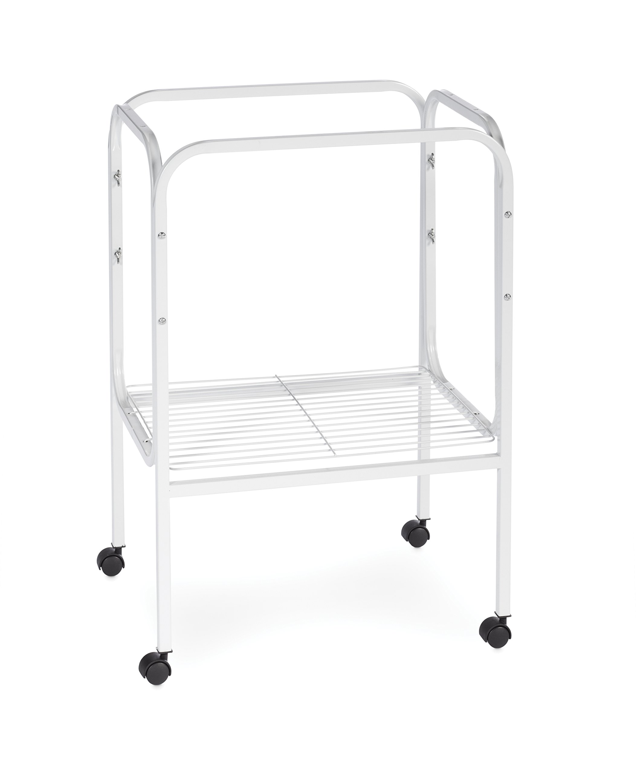 Prevue Pet Products White Bird Cage Stand with Shelf - Durable & Stylish for Parakeets, Cockatiels, Small Birds - Perfect for Home, Office, or Aviary Use