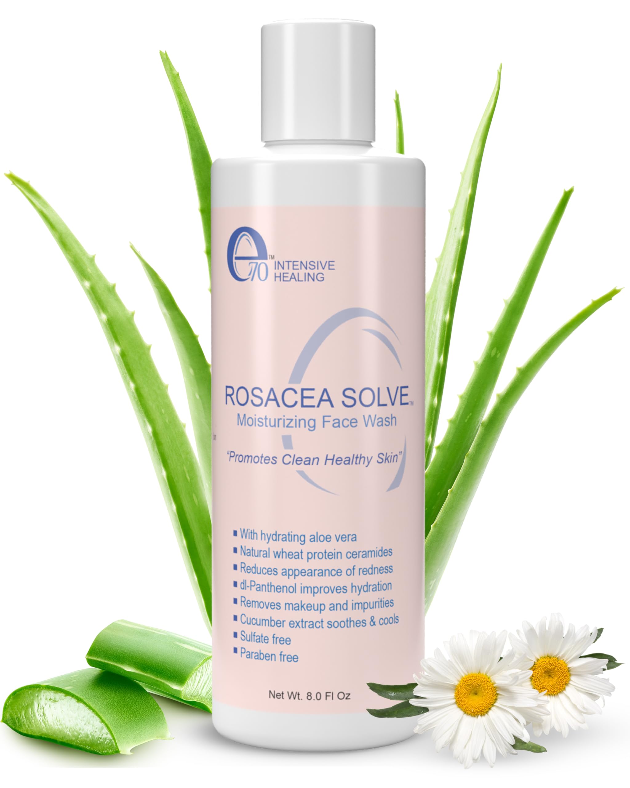 Rosacea Relief Hydrating Face Wash for Women & Men - Gentle Cleanser with Aloe Vera, Hyaluronic Acid & Fruit Extracts to Soothe Redness & Hydrate Skin, 8 fl oz | Perfect for Sensitive Skin & Daily Skincare Routine
