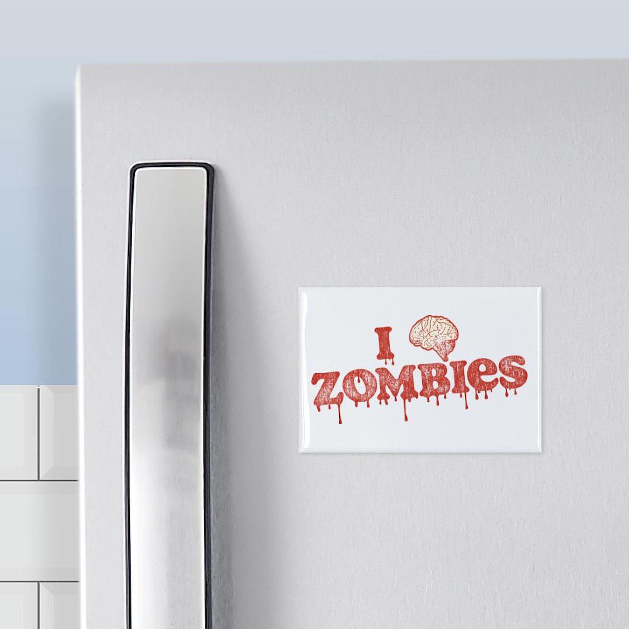 100 Pack I Brain Zombies Rectangle Refrigerator Magnets - Fun Novelty Gifts for Office, Home & Dorm Decor - Perfect for Fridge, Whiteboard & Metal Surfaces