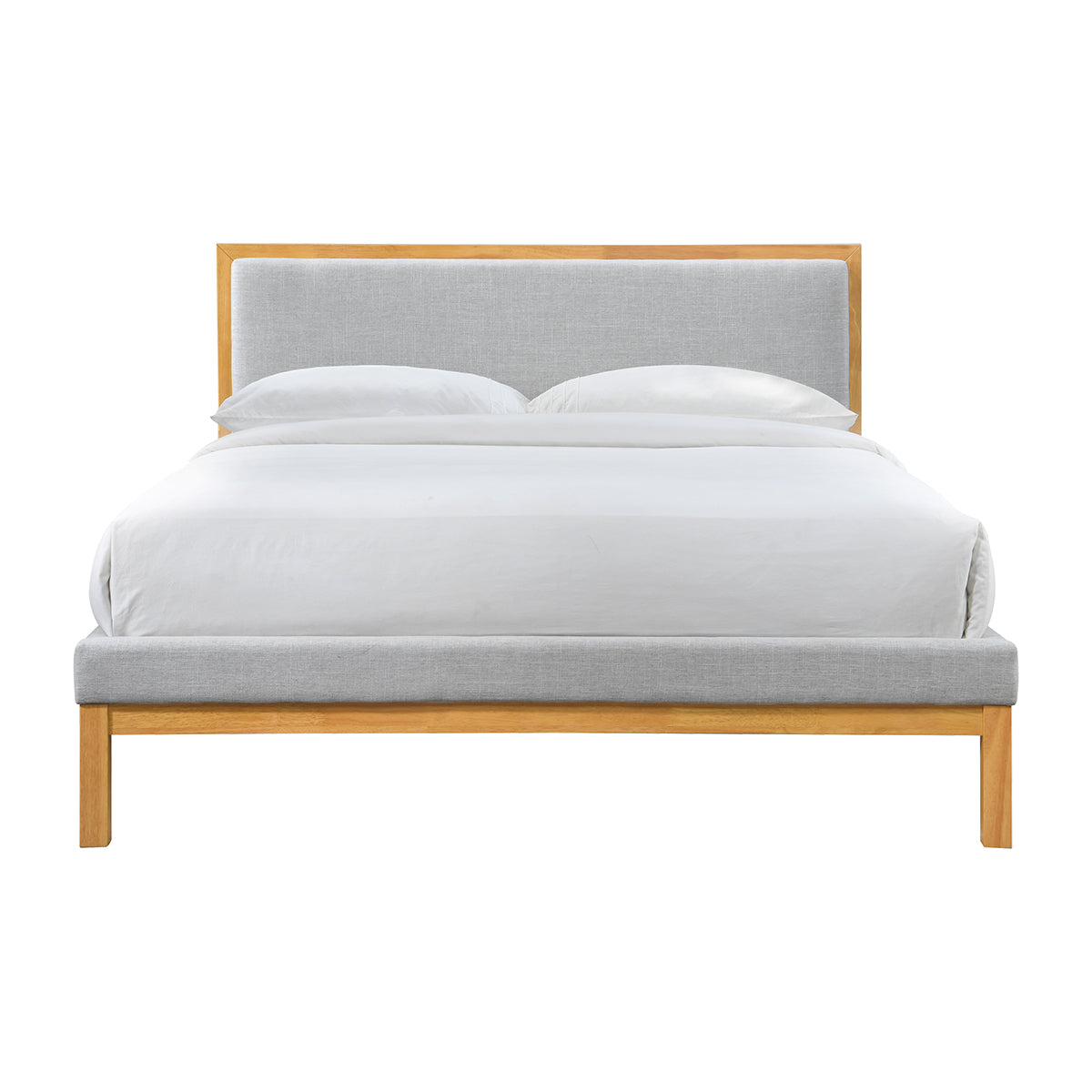 Amelia Queen Size Bed Frame - Solid Oak Wood with Light Grey Finish - Perfect for Modern Bedrooms and Guest Rooms