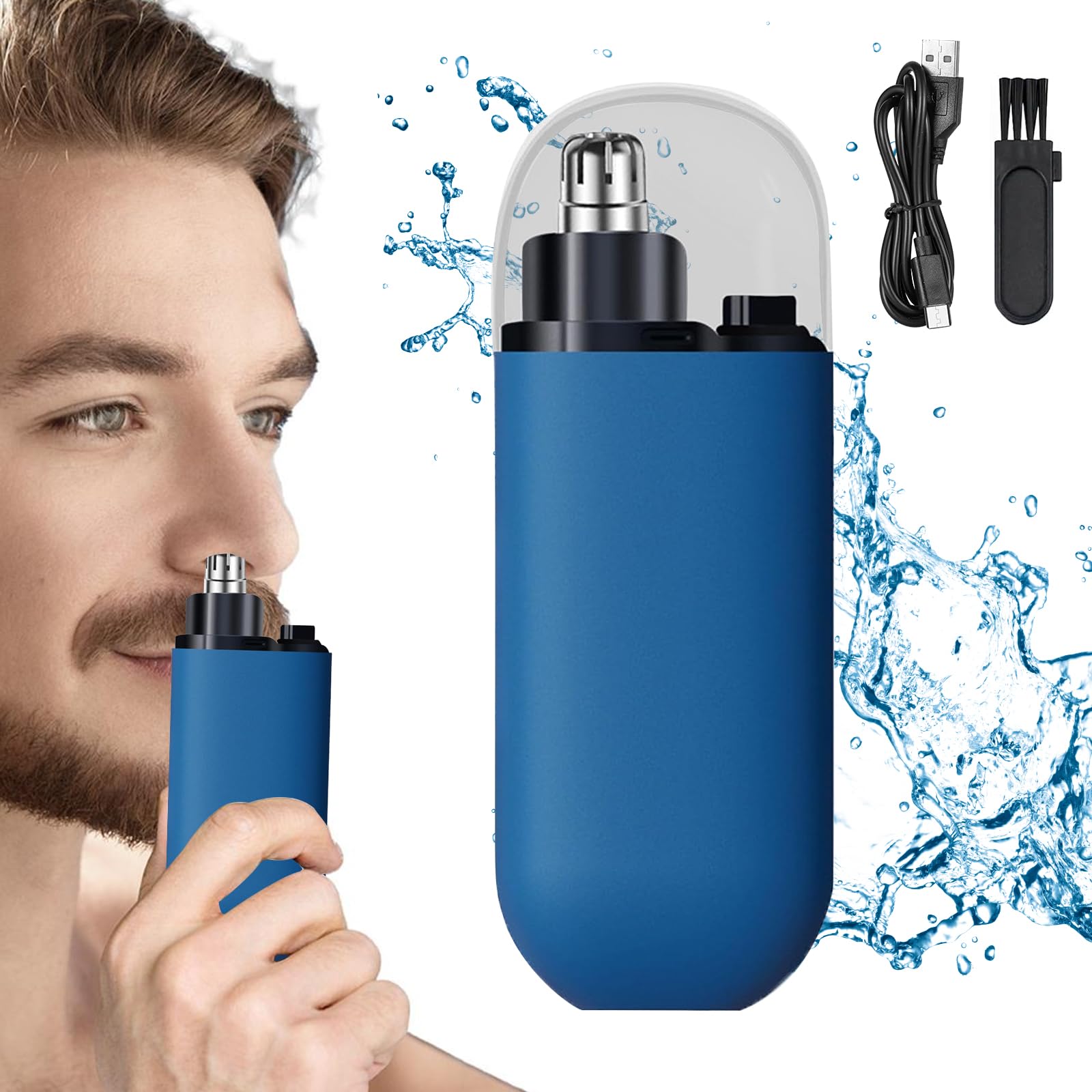 USB Rechargeable Painless Electric Nose Hair Trimmer for Men & Women - Portable & Precise Nose Shaver (Blue) | Perfect for Travel, Home & Office Grooming