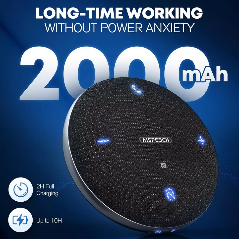 AISPEECH M4 Bluetooth Conference Microphone - AI Noise Cancelling, Real-Time Transcription, Duplex Call, USB Connectivity, 360° Voice Pickup for Online Meetings, Webinars & Remote Work