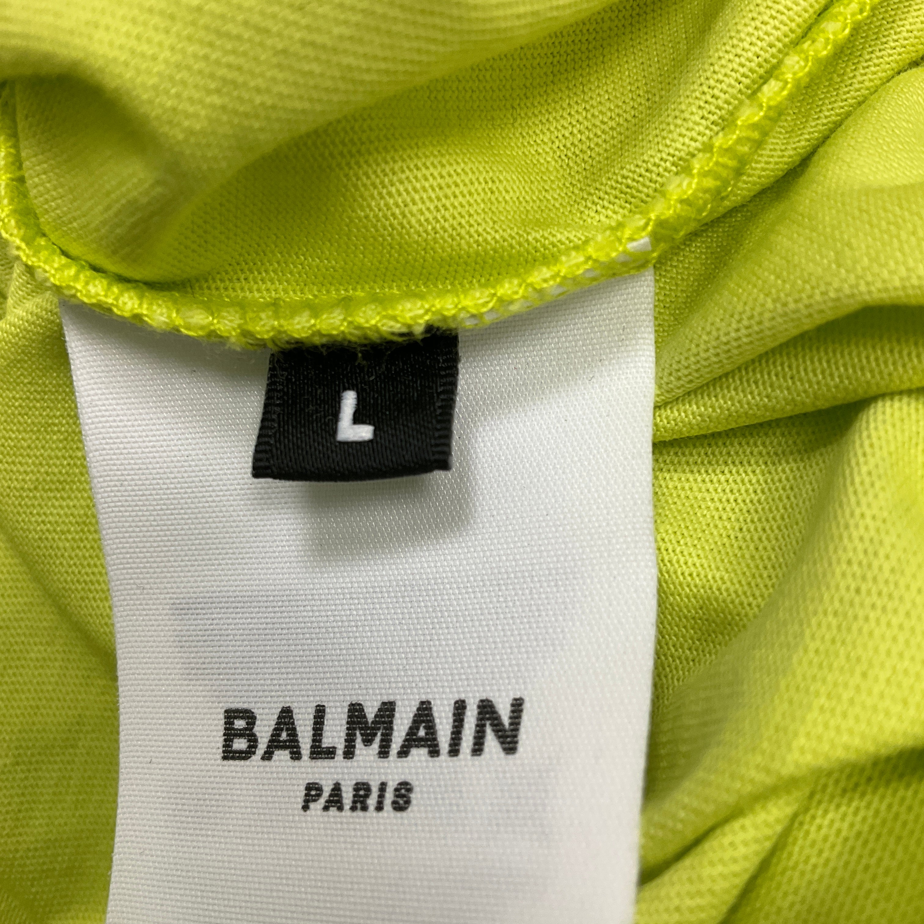 Balmain Neon Yellow Logo Printed Cropped T-Shirt for Women | Fashion Streetwear & Casual Outfits | Perfect for Parties, Concerts & Summer Looks
