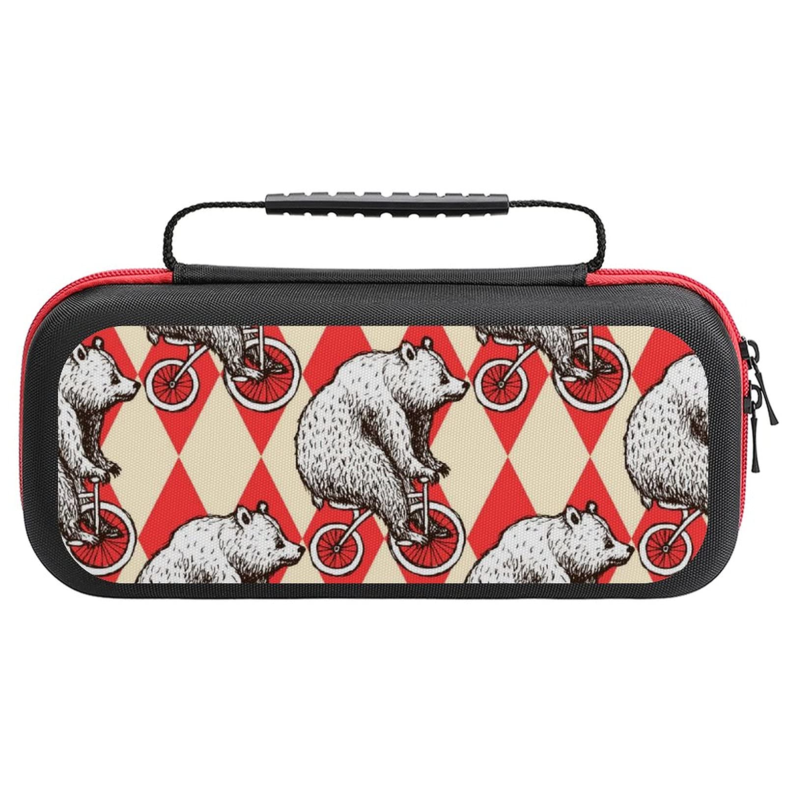 Bears Ride Bikes Printed Carrying Case for Nintendo Switch Lite - Protective Storage Bag with Accessories Pouch | Portable Travel Case for Gaming On-The-Go