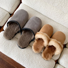 Cozy Sheepskin Slip-On Slippers for Women & Men - Ultra Soft Indoor/Outdoor House Shoes - Perfect for Winter, Lounge & Home Comfort