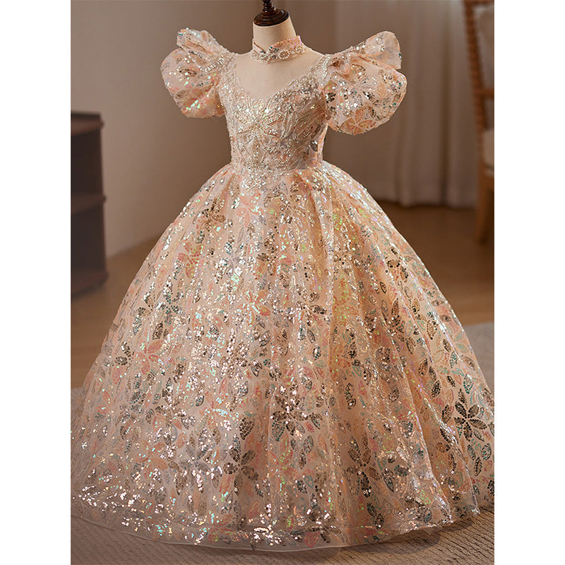 Sparkly Sequins Christmas & Birthday Princess Dress for Baby Girls - Toddler Holiday Party Gown with Puffy Sleeves & Colorful Designs | Perfect for Christmas Photos, Birthday Parties & Special Occasions