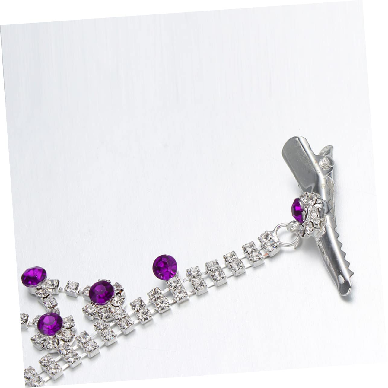 FRCOLOR 2-Piece Purple Wedding Tiara Forehead Chain Bridal Headpiece - Elegant Bride Forehead Jewelry for Wedding, Prom, Party & Special Occasions