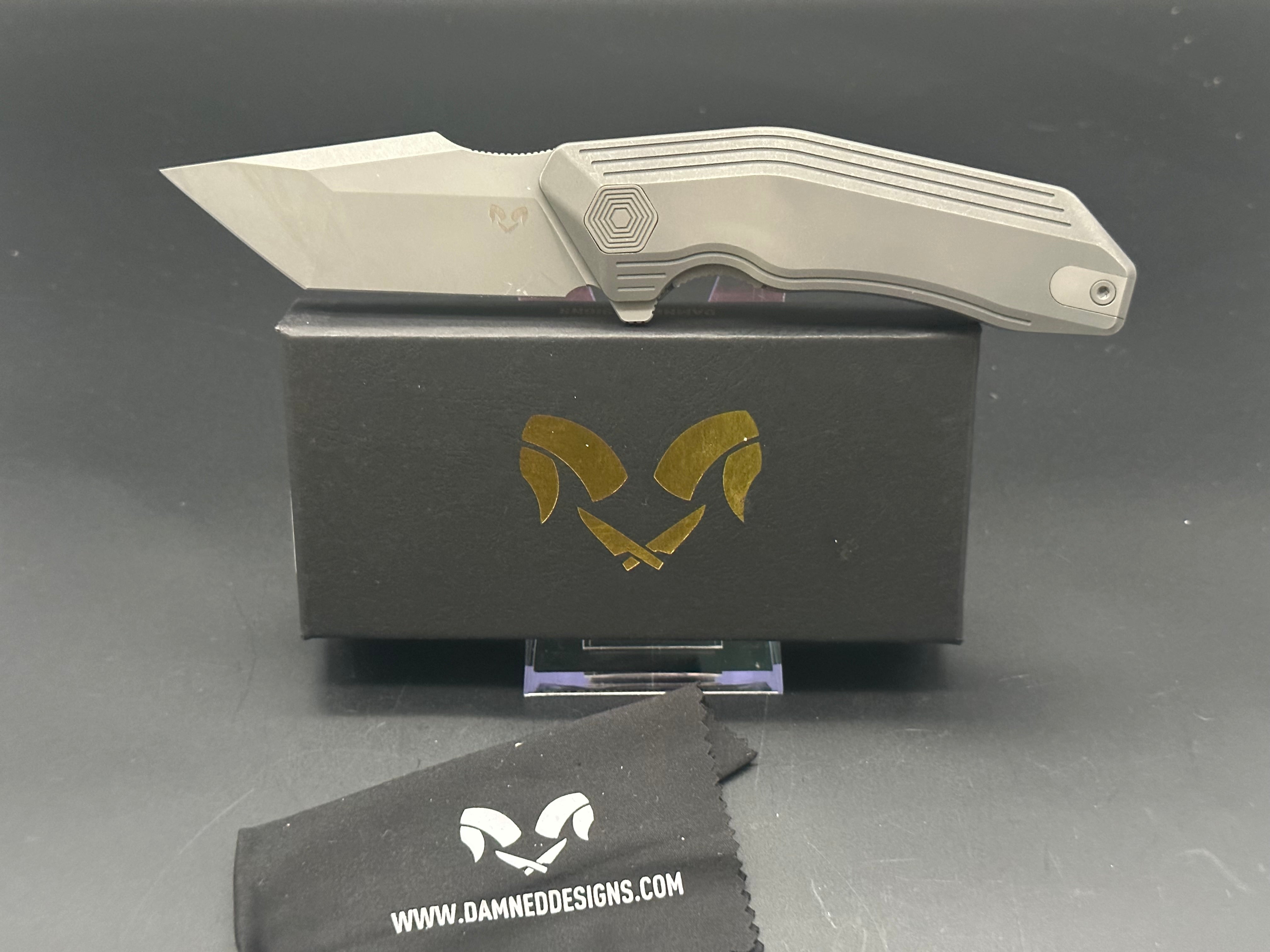 Damned Designs Yokai Titanium EDC Pocket Knife - Premium Folding Knife for Outdoor, Camping & Everyday Carry | Durable & Lightweight Tactical Tool