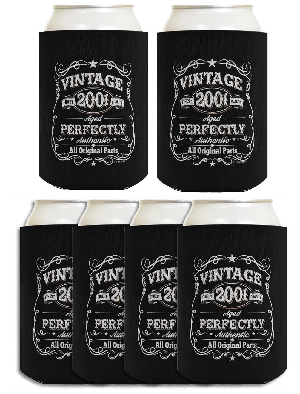Vintage 2001 Drink Coolers 6-Pack - Perfect 21st Birthday Gifts for Parties & BBQs