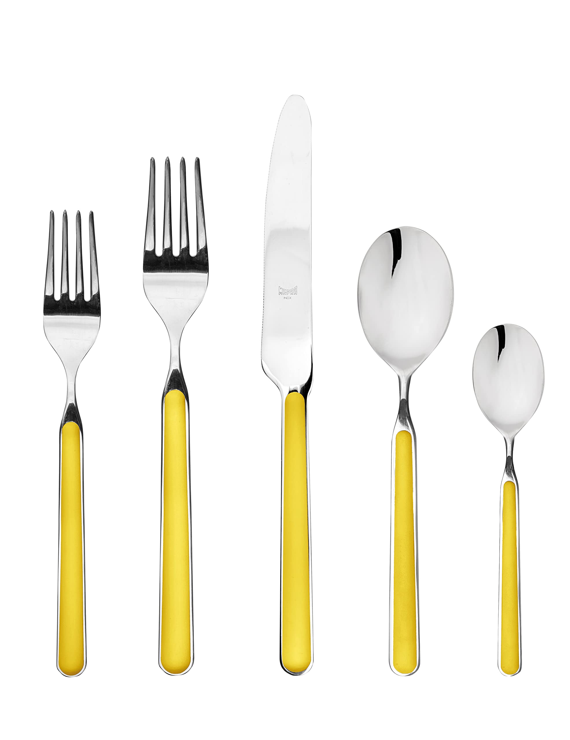Premium MEPRA Stainless Steel Flatware Set - 20-Piece Gold Silverware for Dining, Kitchen & Entertaining - Elegant Cutlery for Restaurants, Weddings & Gifts