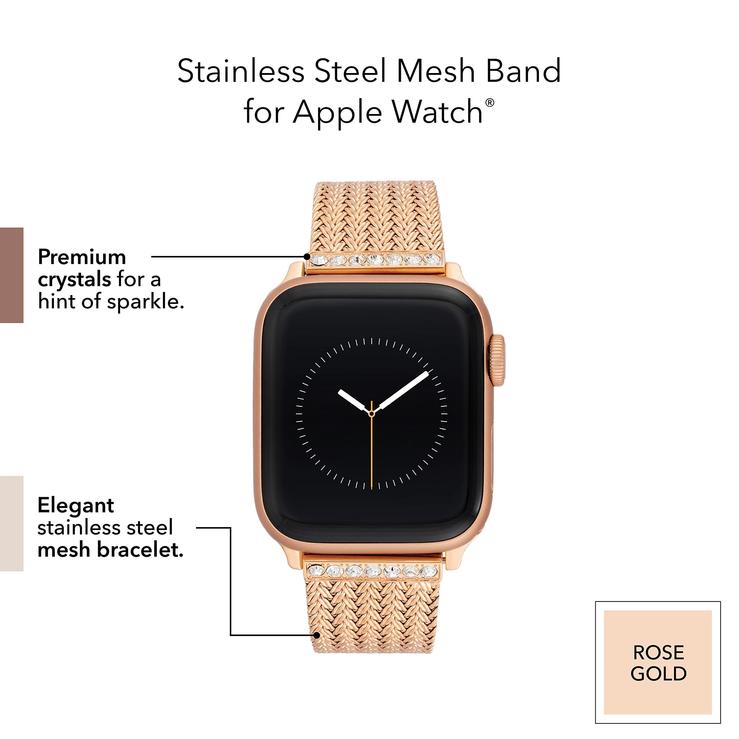 Anne Klein Mesh Fashion Band for Apple Watch - Secure Adjustable Replacement Strap Compatible with 38/40/41mm & 42/44/45mm Models - Perfect for Workouts, Office & Everyday Wear