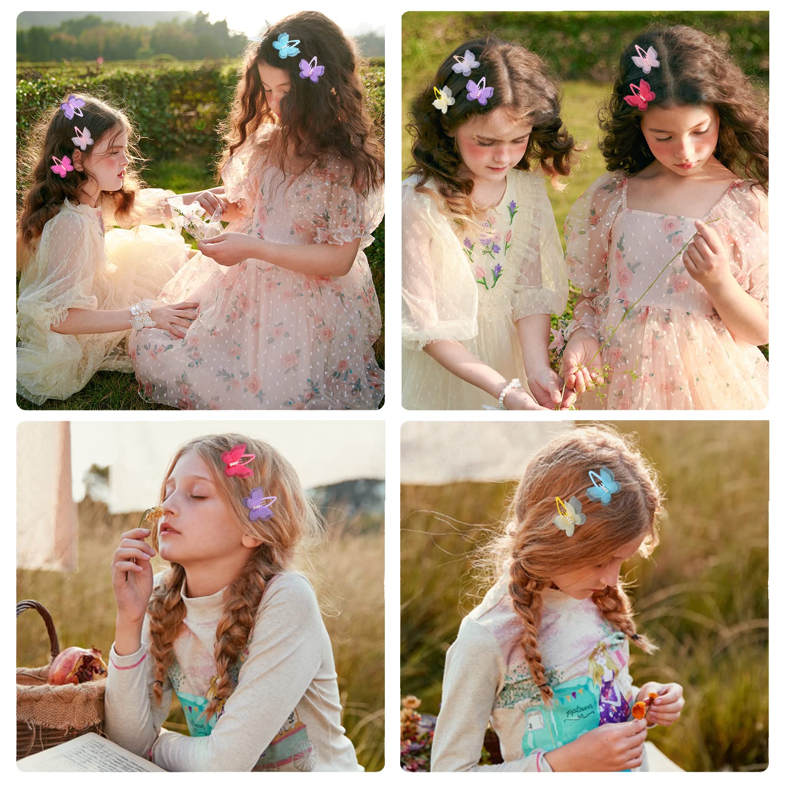 14pcs Baby Girl Hair Clips - Soft Chiffon 3D Butterfly Barrettes for Toddlers & Kids | Hair Accessories for Girls, Birthday Gifts, Party & Daily Use