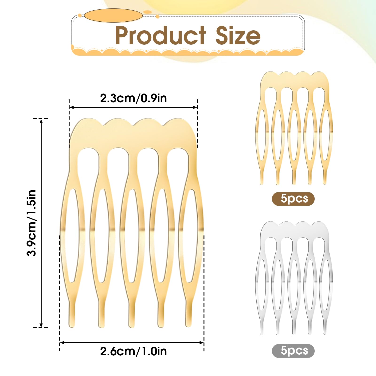 20PCS Small French Teeth Hair Combs for Women - Silver & Gold Tiny Hair Clip Combs for Fine Hair, DIY Crafting, Bridal Wedding Veil Accessories - Perfect for Updos, Braids, and Hair Styling