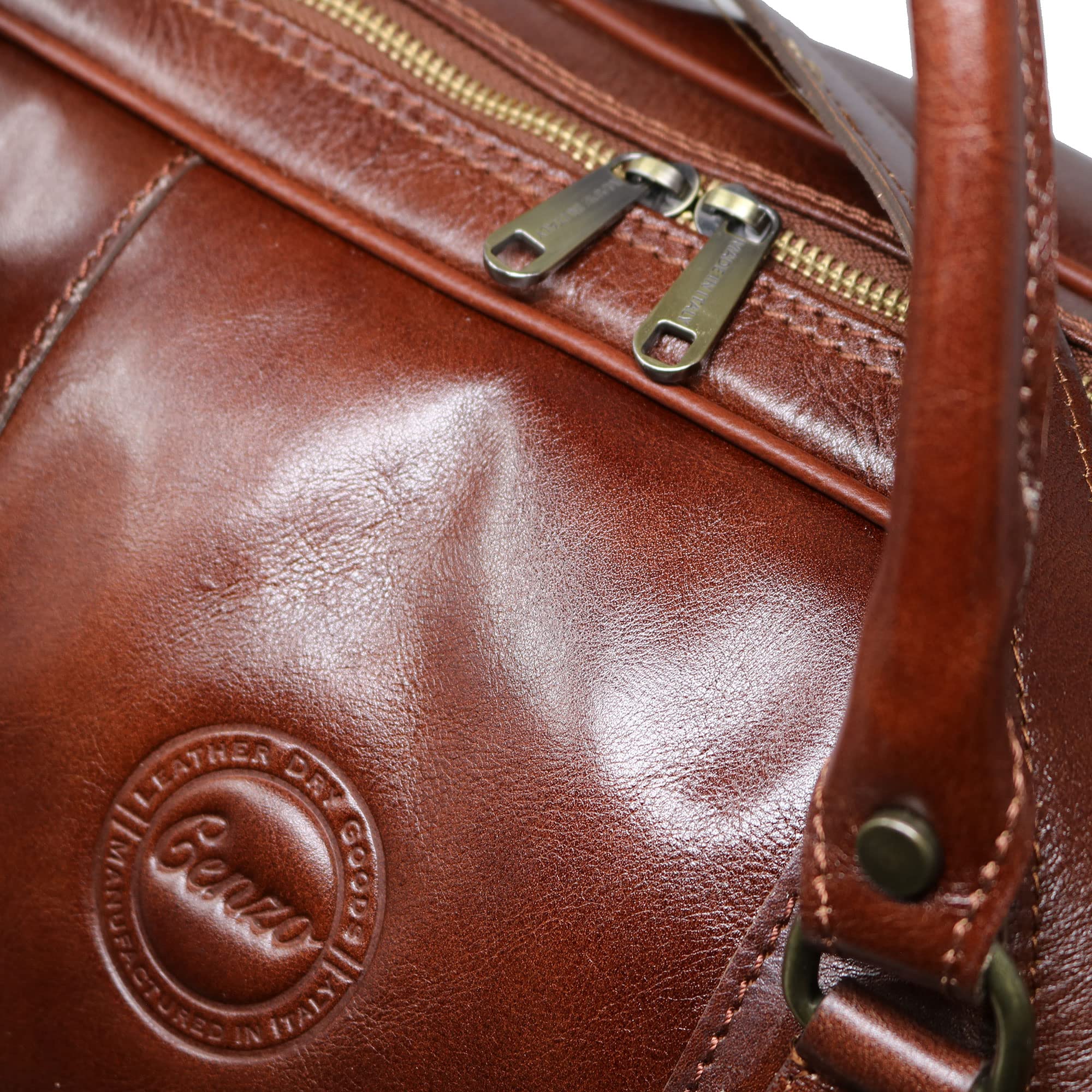 Premium Cenzo Duffle Vecchio Brown Italian Leather Weekender Travel Bag for Men & Women - Perfect for Business Trips, Gym, Weekend Getaways & Air Travel