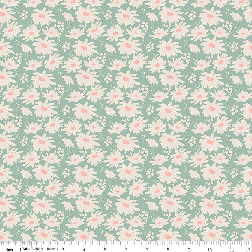 Forgotten Memories Riley Blake Designs C12751 Daisy Sea Glass Fabric - Perfect for Quilting, Sewing, and DIY Home Decor Projects