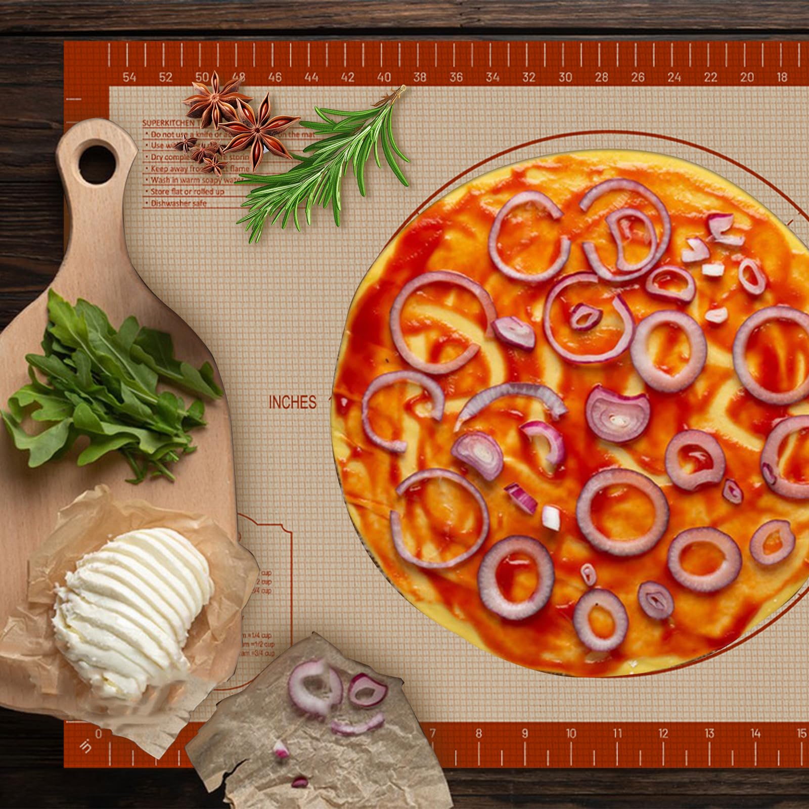 Premium Silicone Baking Mat - 0.7mm Extra Thick Non-Stick Pastry Dough Sheet (24