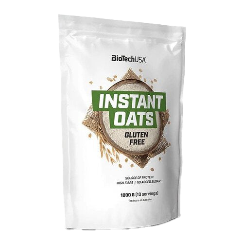 BioTechUSA Instant Oats Gluten Free, Unflavoured 1000g - Quick & Healthy Breakfast Solution for Busy Mornings, Post-Workout Recovery & Weight Management