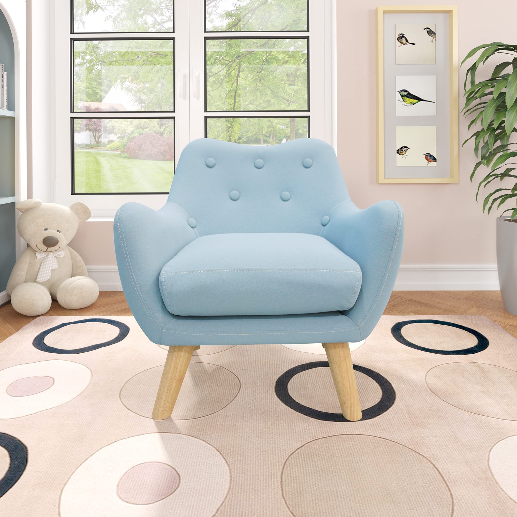 Modern Accent Chair - Upholstered Fabric Armchair with Removable Cushion, Comfortable Lounge Chair for Living Room, Bedroom & Office - Blue - Perfect for Reading Nook, Small Space Decor & Guest Seating