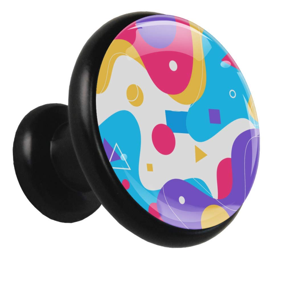 Colorful Abstract Ripple Metal Cabinet Knobs - 4 Pack (1.26x1.18 Inch) - Painted Drawer Pulls for Kitchen, Nightstand & Closet - Modern Home Decor Hardware for Cabinets & Furniture