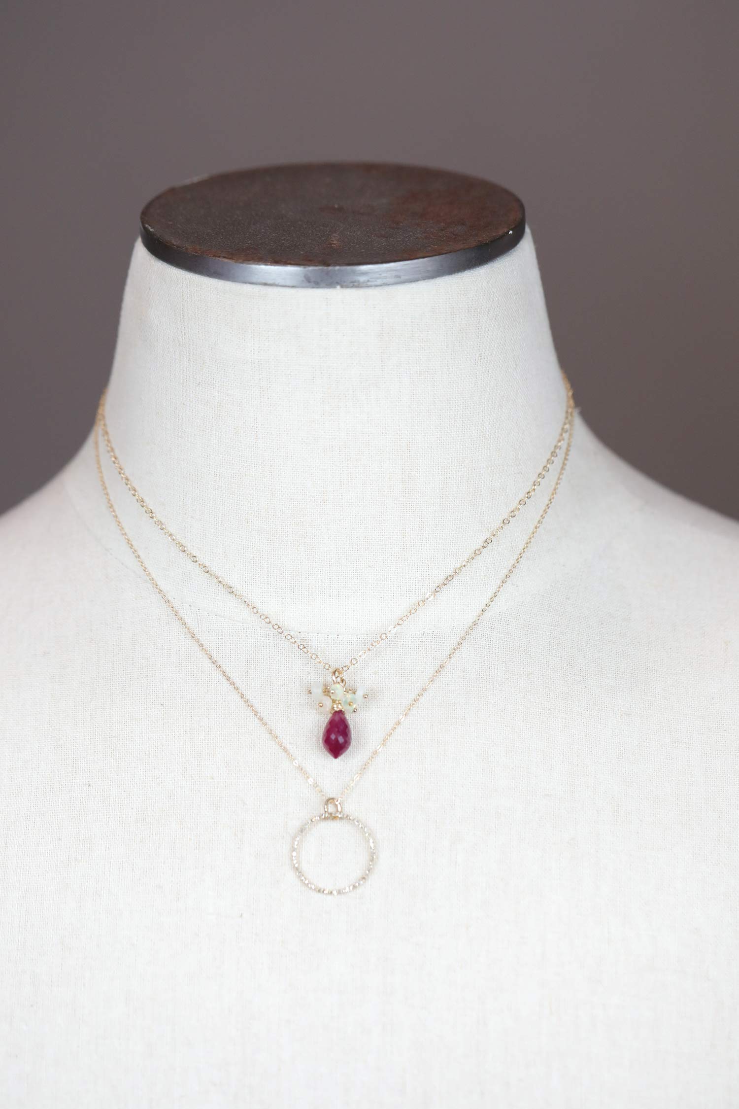 Genuine Ethiopian Opal & Ruby Teardrop Pendant Necklace for Women - October Birthstone Jewelry - Elegant Gift for Birthday, Anniversary & Special Occasions