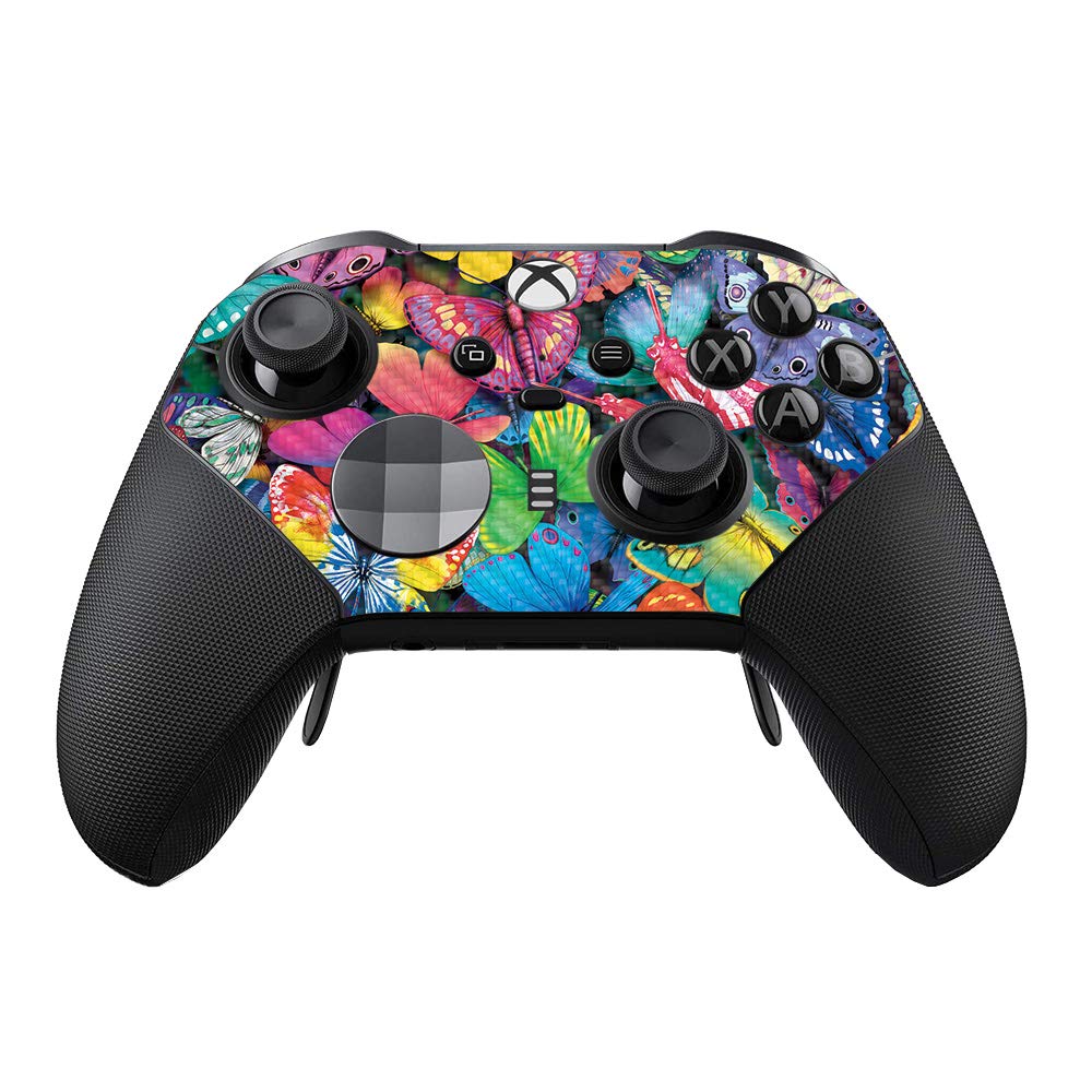 MightySkins Carbon Fiber Skin for Xbox Elite Series 2 Controller - Butterfly Party Design | Protective & Durable Textured Finish | Easy to Apply | Made in USA | Perfect for Gaming, Collecting & Customizing Your Controller
