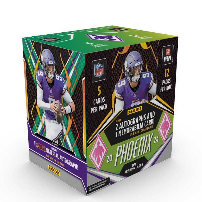 2024 Panini Phoenix Football Hobby Box - 12 Packs with Autograph & Memorabilia Cards - Collectible NFL Trading Cards for Fans & Investors - Perfect for Gifts, Trading, and Display
