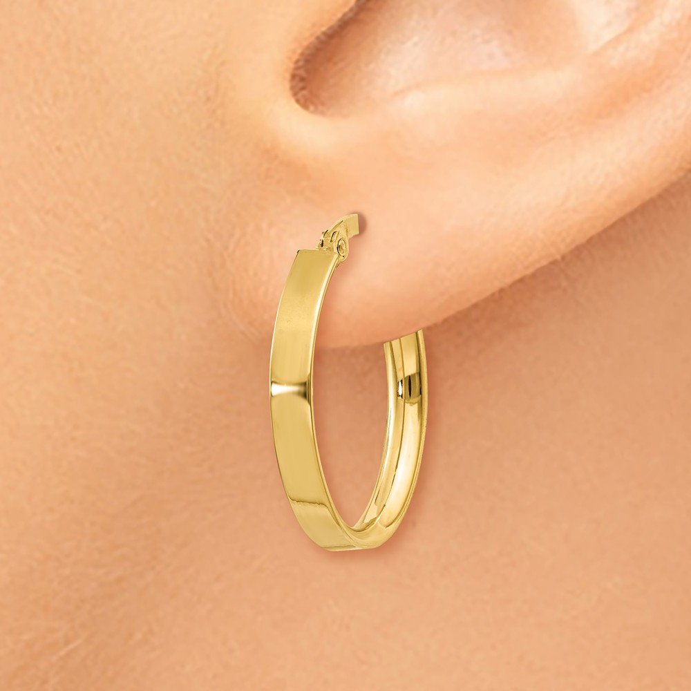 14k Yellow Gold Oval Tube Hoop Earrings - 14mm x 3mm Dainty Minimalist Earrings for Women, Perfect for Everyday Wear & Special Occasions