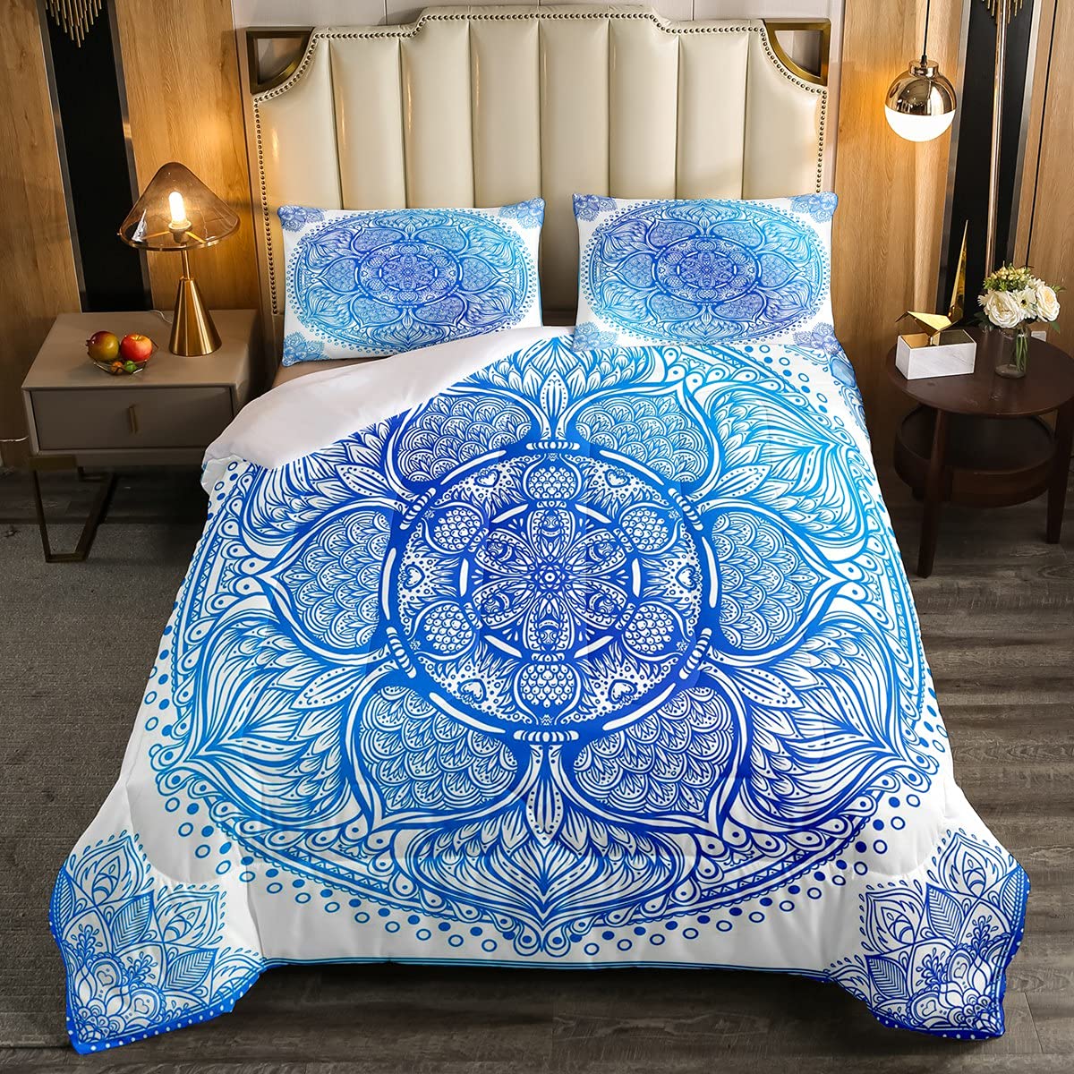 Feelyou Boho Mandala Bedding Set - Floral Printed Comforter Duvet Cover with Pillowcases, Twin Size Bohemian Style Quilt Set for Kids Room Decor | Perfect for Girls & Boys Bedrooms, Dorm Rooms & Bohemian Themed Nurseries