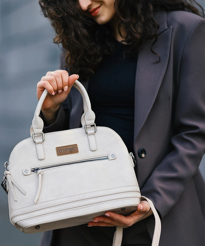 Wrangler Dome Satchel Crossbody Bag for Women & Men - Durable Leather Shoulder Bag - Perfect for Travel, Work & Everyday Use