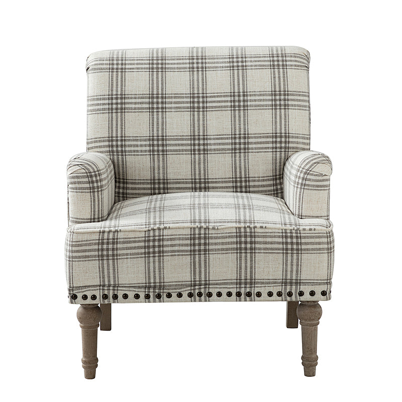 Tamsin Plaid Armchair with Nailhead Trim - Stylish Upholstered Accent Chair for Living Room, Office or Reading Nook - Perfect for Home Decor and Relaxation