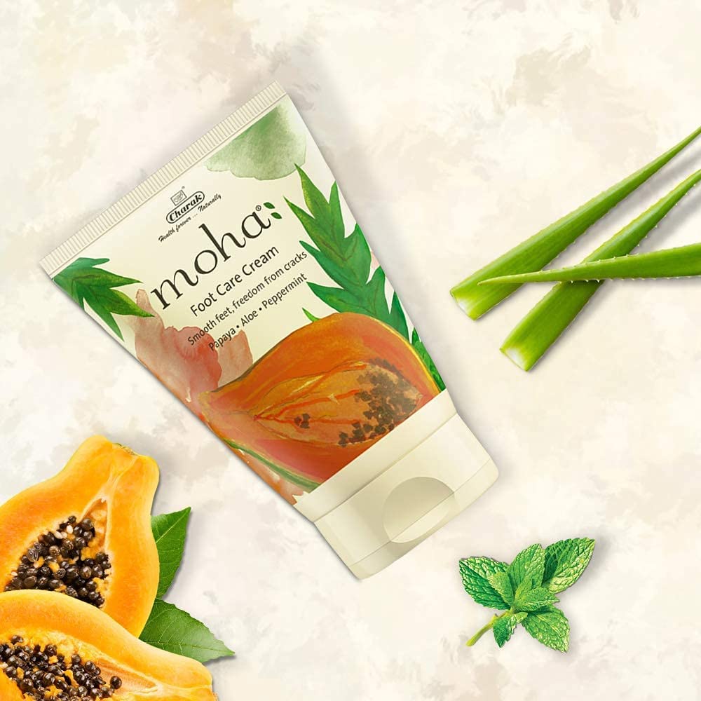 AOZA moha: Intensive Foot Cream for Dry, Cracked Heels – Moisturizing & Repairing with Aloe Vera, Papaya & Peppermint (50g x 2 = 100g) – Perfect for Cracked Heel Treatment & Daily Foot Care