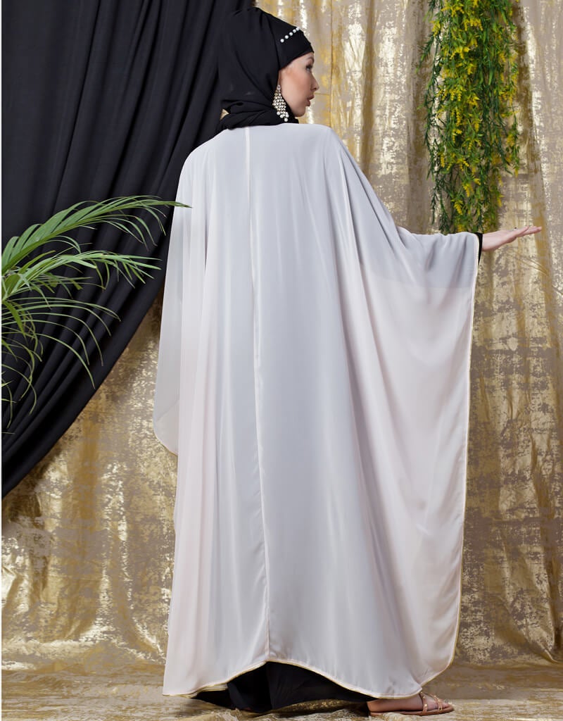 Elegant Embroidered Arabic Butterfly Abaya Kaftan Dress in Light Pink - Perfect for Eid, Weddings & Special Occasions
