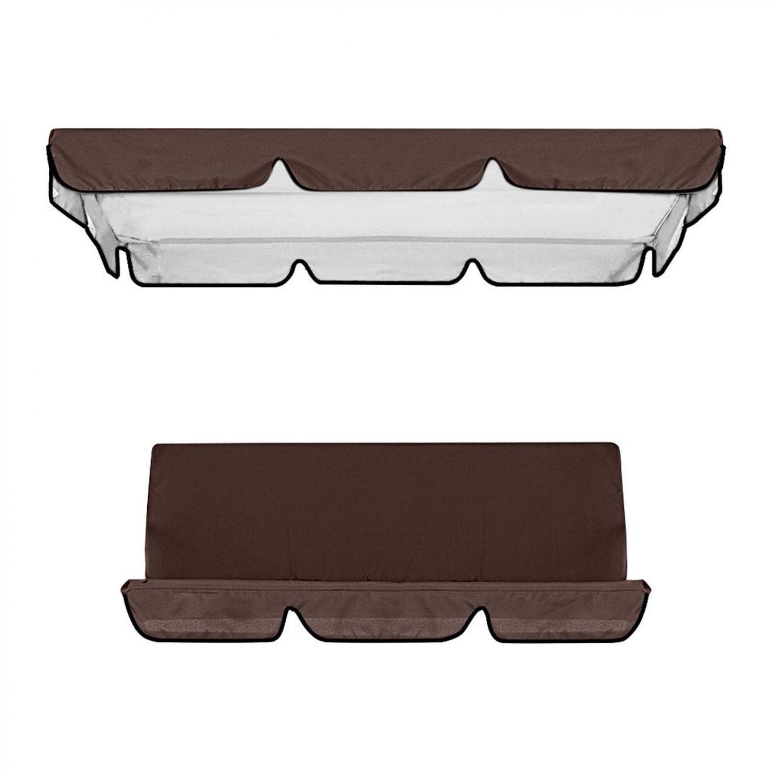 Asbeuutu Waterproof Swing Canopy Replacement Set - Top & Seat Cover for Outdoor Patio Hammock (Dark Brown) | Durable UV Protection Shade for Backyard, Garden, and Poolside Relaxation