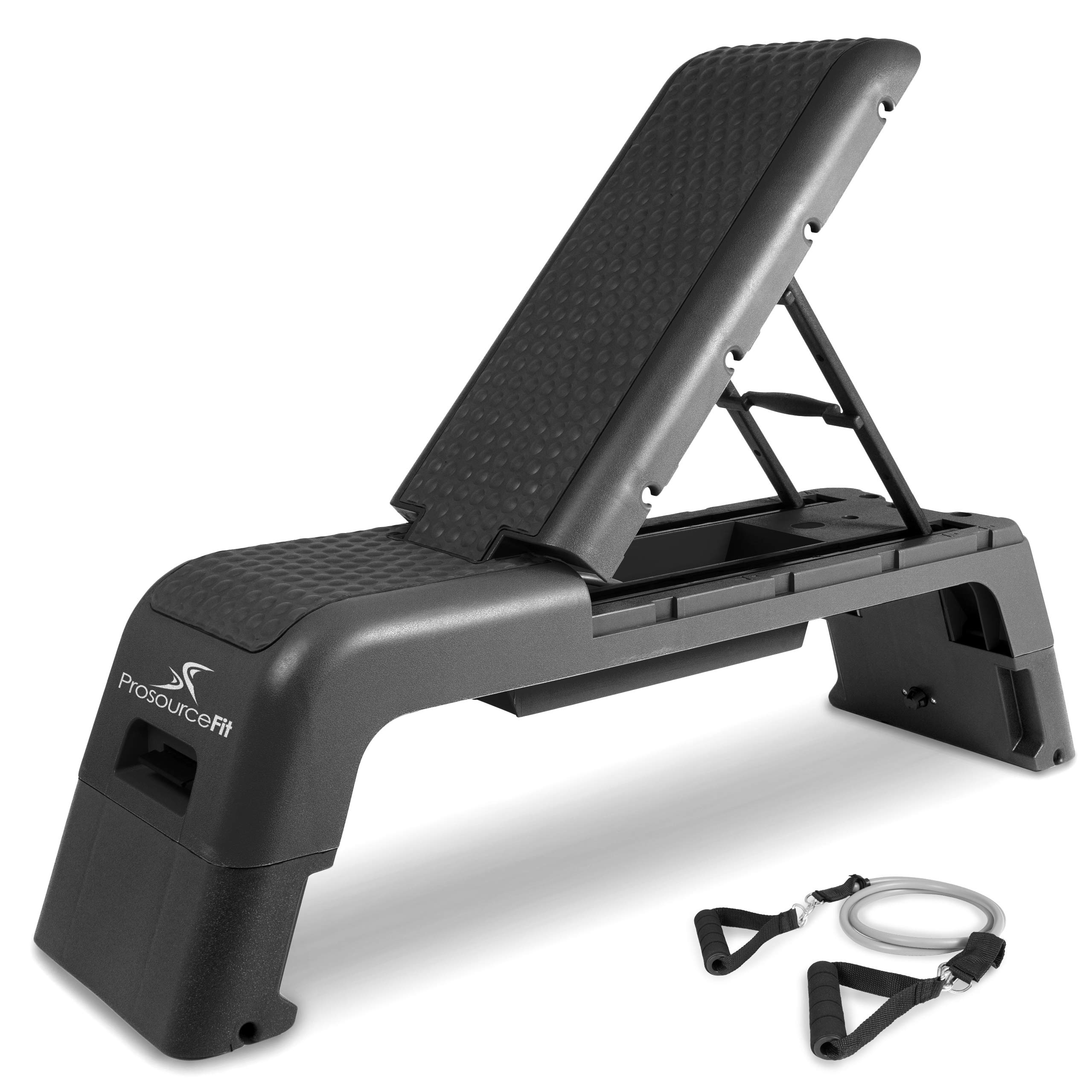 ProsourceFit Fitness Aerobic Deck Stepper with Resistance Bands - Multifunctional Home Gym Equipment for Cardio, Weight Training & Plyometric Exercises - Perfect for Small Spaces & Full-Body Workouts