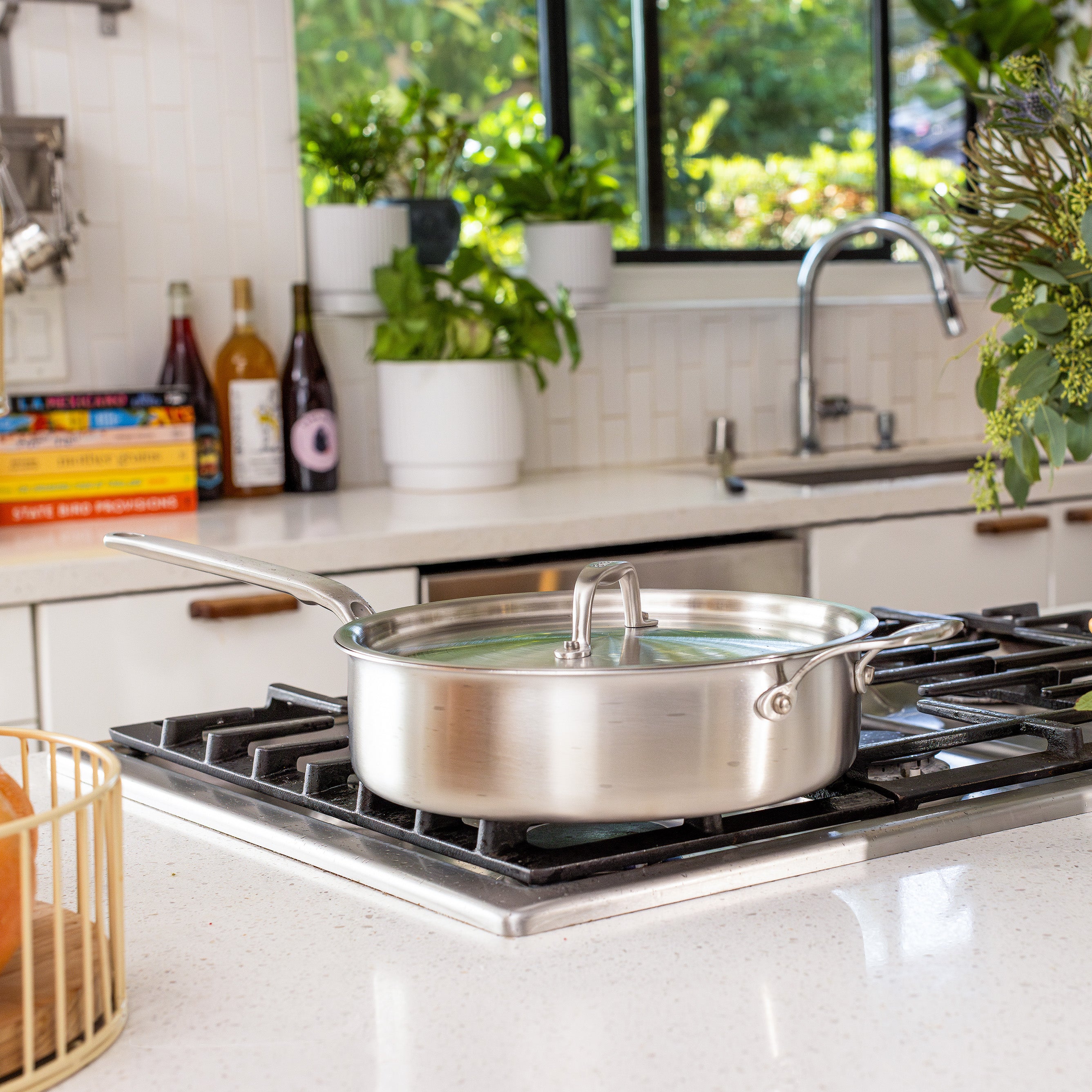 Heritage Steel 4 Quart Stainless Steel Saute Pan with Glass Lid - Professional Nonstick Cookware for Sauteing, Frying & Simmering - Perfect for Home Chefs & Professional Kitchens