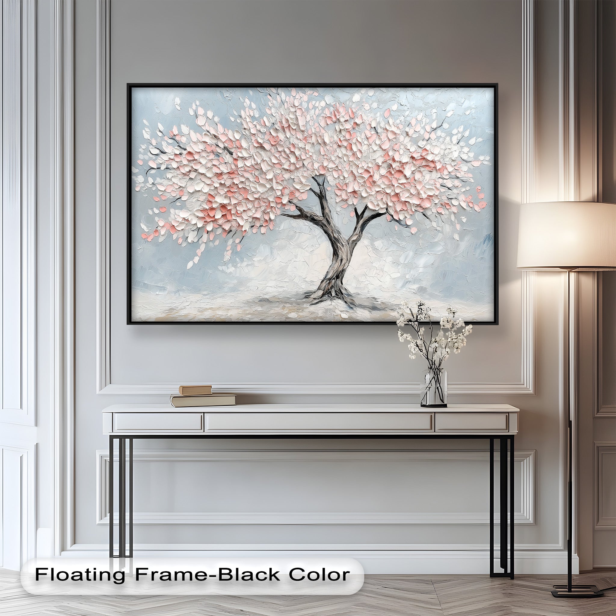 Blossoming Cherry Tree Floral Oil Painting - Handmade Canvas Art for Home Decor, Living Room, Bedroom & Office Wall