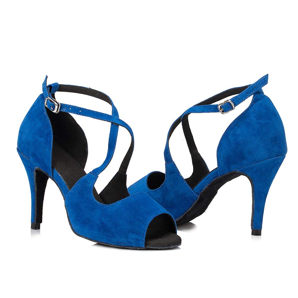 DKZSYIM Women's Satin Latin Dance Shoes - Professional Ballroom Performance Shoes for Salsa, Tango, Cha Cha - Model YCL014-L025 - Perfect for Dance Competitions, Performances & Practice