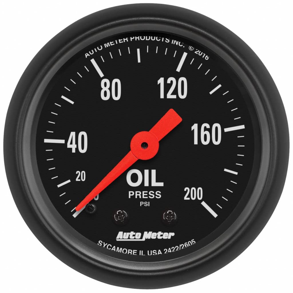 AutoMeter Z Series 52mm Mechanical Oil Pressure Gauge 0-200 PSI - High Performance Engine Monitoring for Cars, Trucks & Racing Vehicles